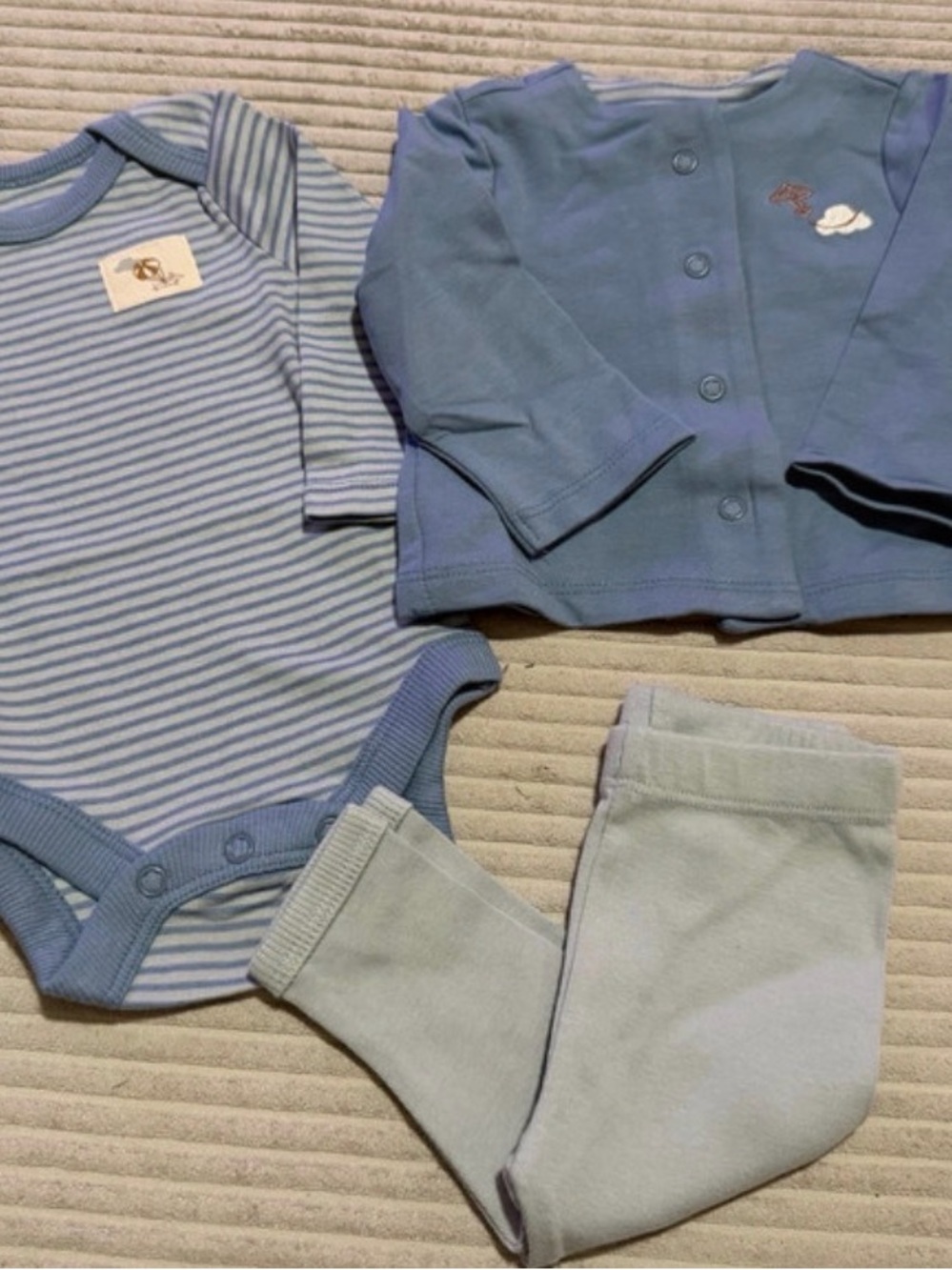 Bliss Light Blue Striped One-Piece with Jacket & Pants